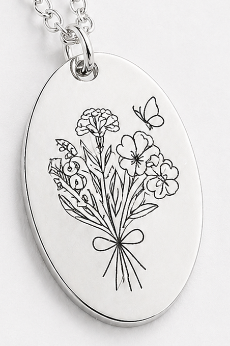 Personalized Birth Flower Bouquet Necklace