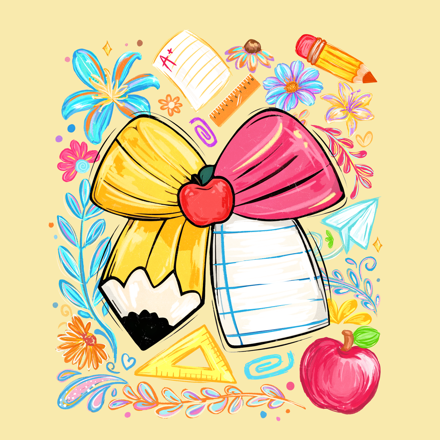 Floral Bow & Notebook Paper