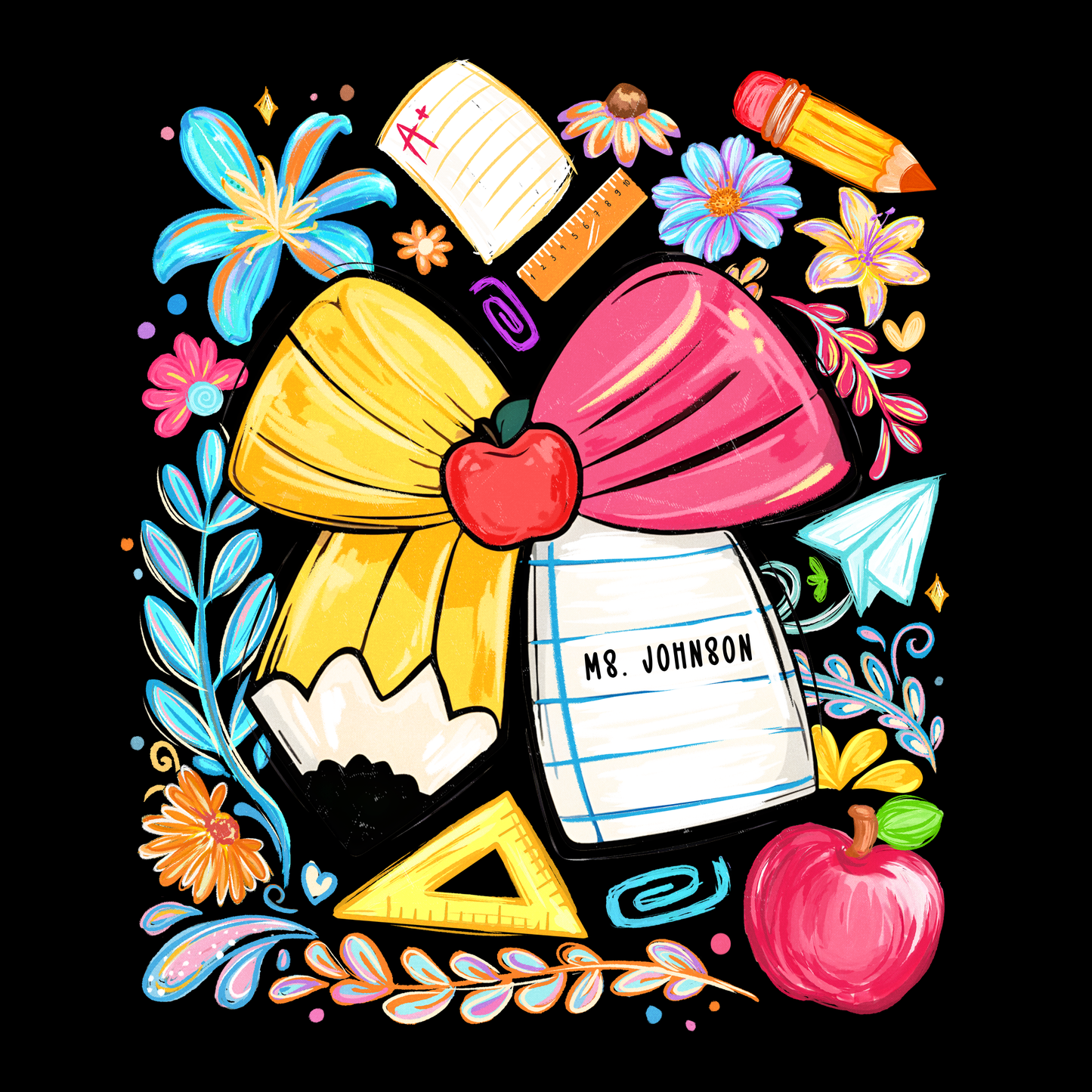 Floral Bow & Notebook Paper