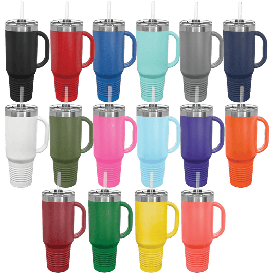 Polar Camel 40 oz. Travel Mug with Handle, Straw Included