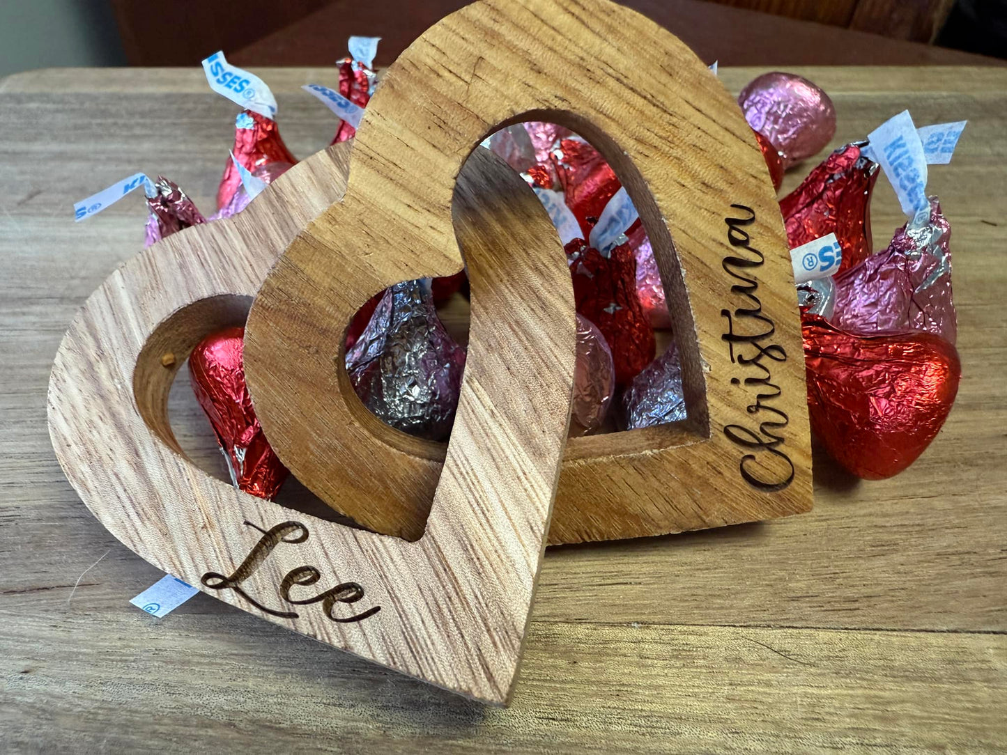 Linked Wooden Hearts