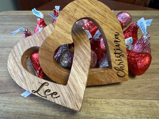 Linked Wooden Hearts