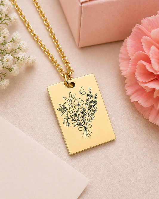 Personalized Birth Flower Bouquet Necklace