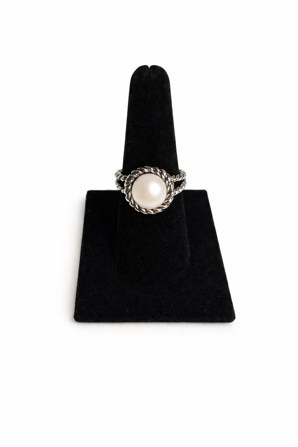 Sterling Silver Rope Pearl Ring