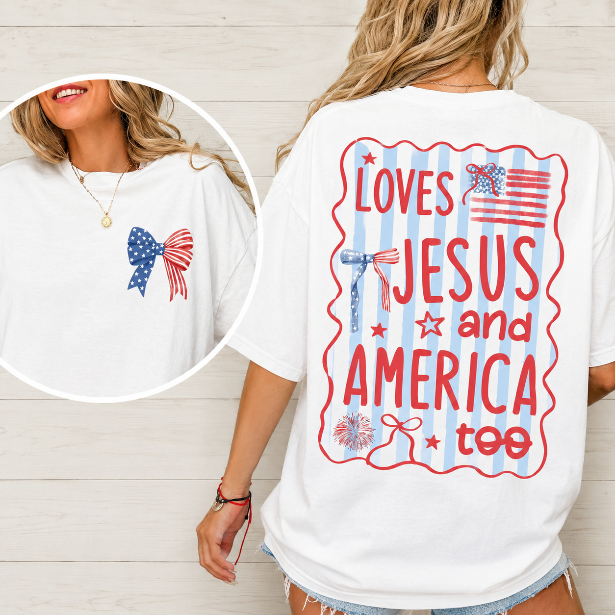 Loves Jesus and America Too Tee