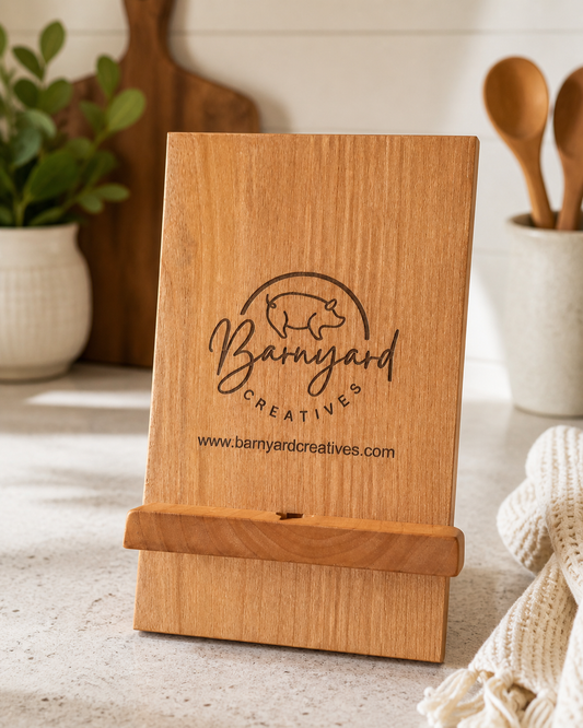 Personalized Red Alder Cookbook, iPad, and Phone Easel