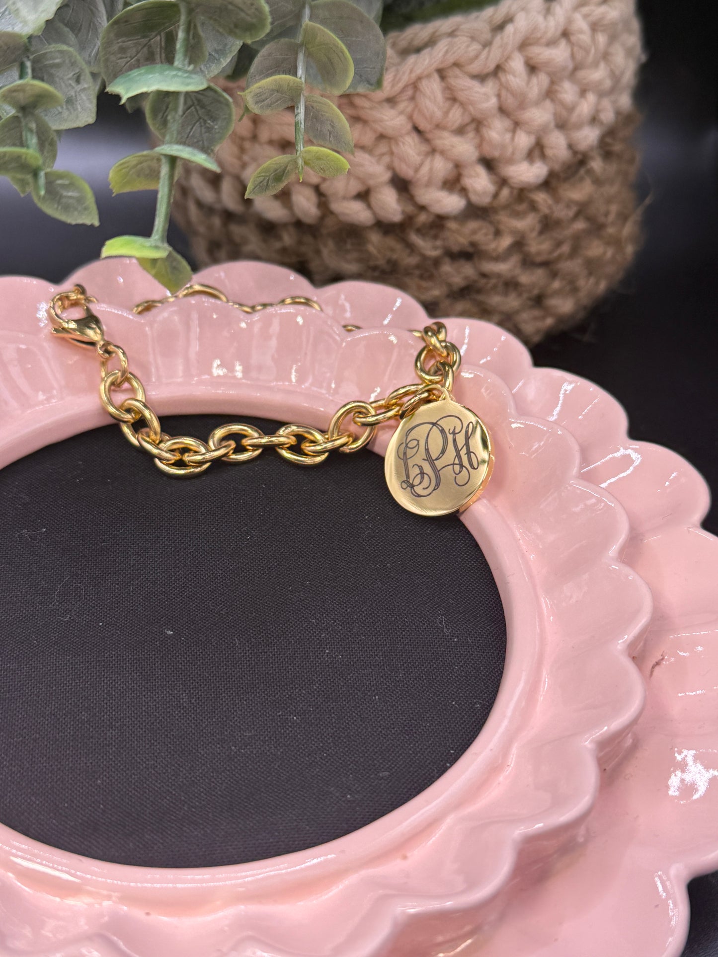 Stainless Steel Round Disc Charm Bracelet