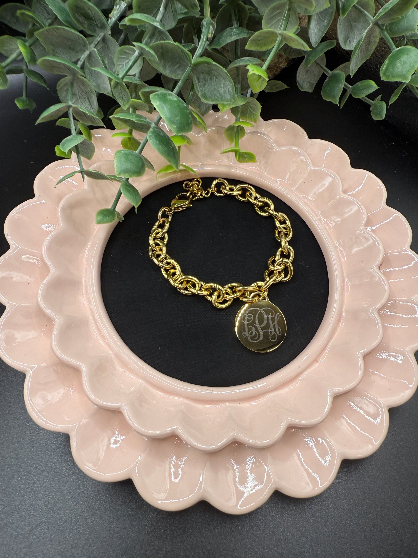 Stainless Steel Round Disc Charm Bracelet