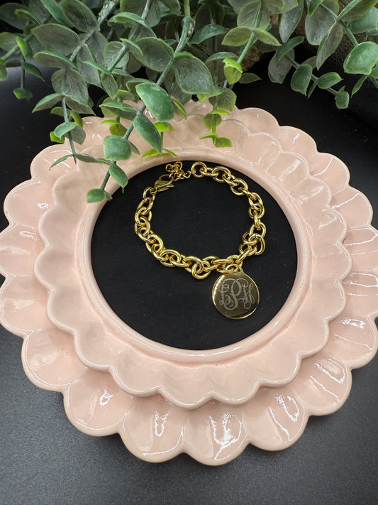 Stainless Steel Round Disc Charm Bracelet