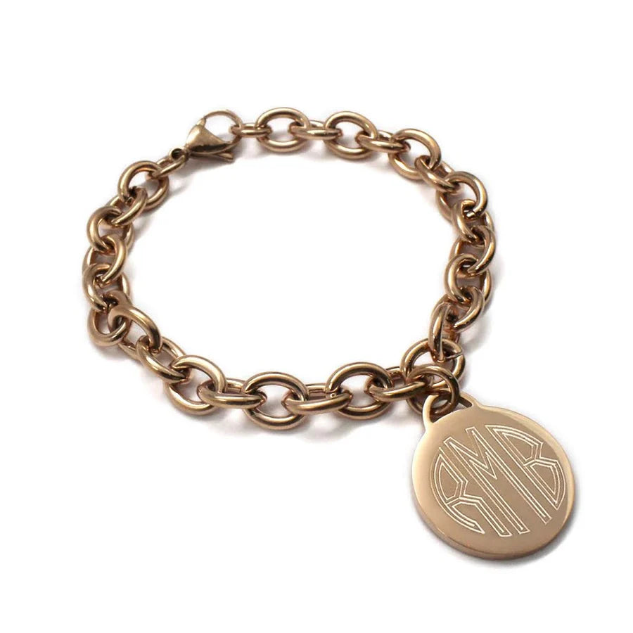 Stainless Steel Round Disc Charm Bracelet