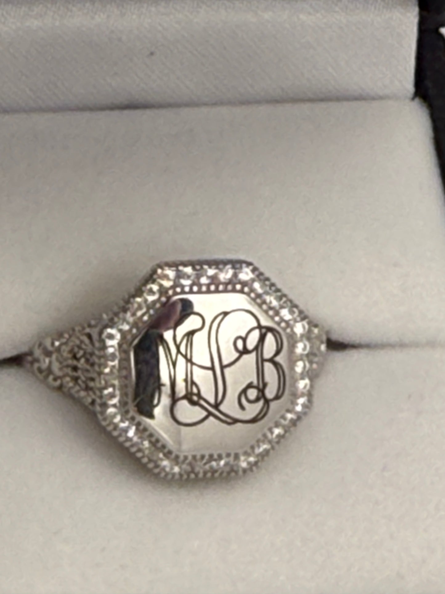 Octagon CZ Filigree Ring - Sterling Silver