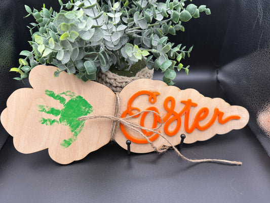 Personalized Easter Carrot Handprint Keepsake DIY Craft Gift0