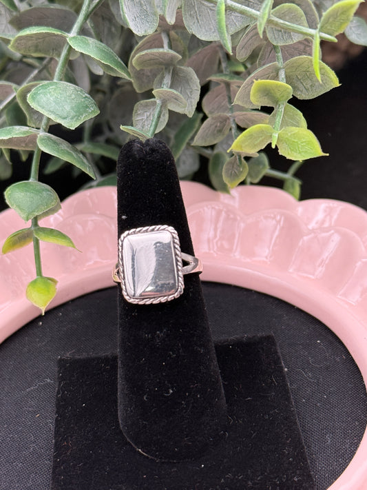 Sterling Silver Rectangle Rope Ring