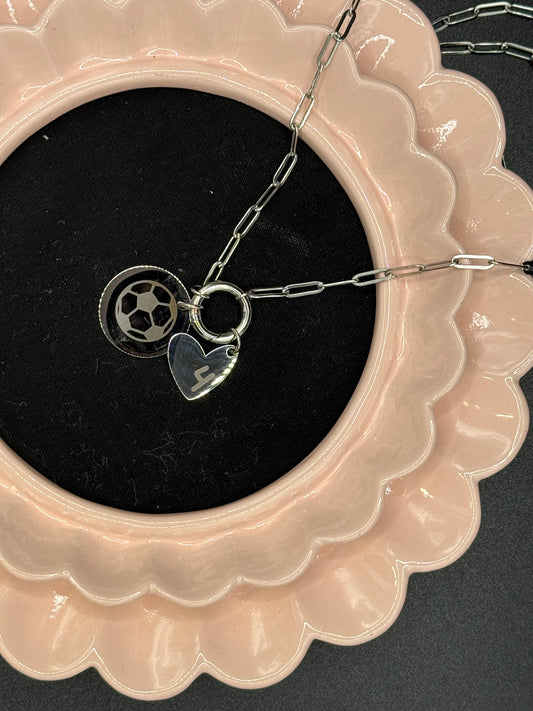 Paperclip Sports Mom Necklace - 2 Charms