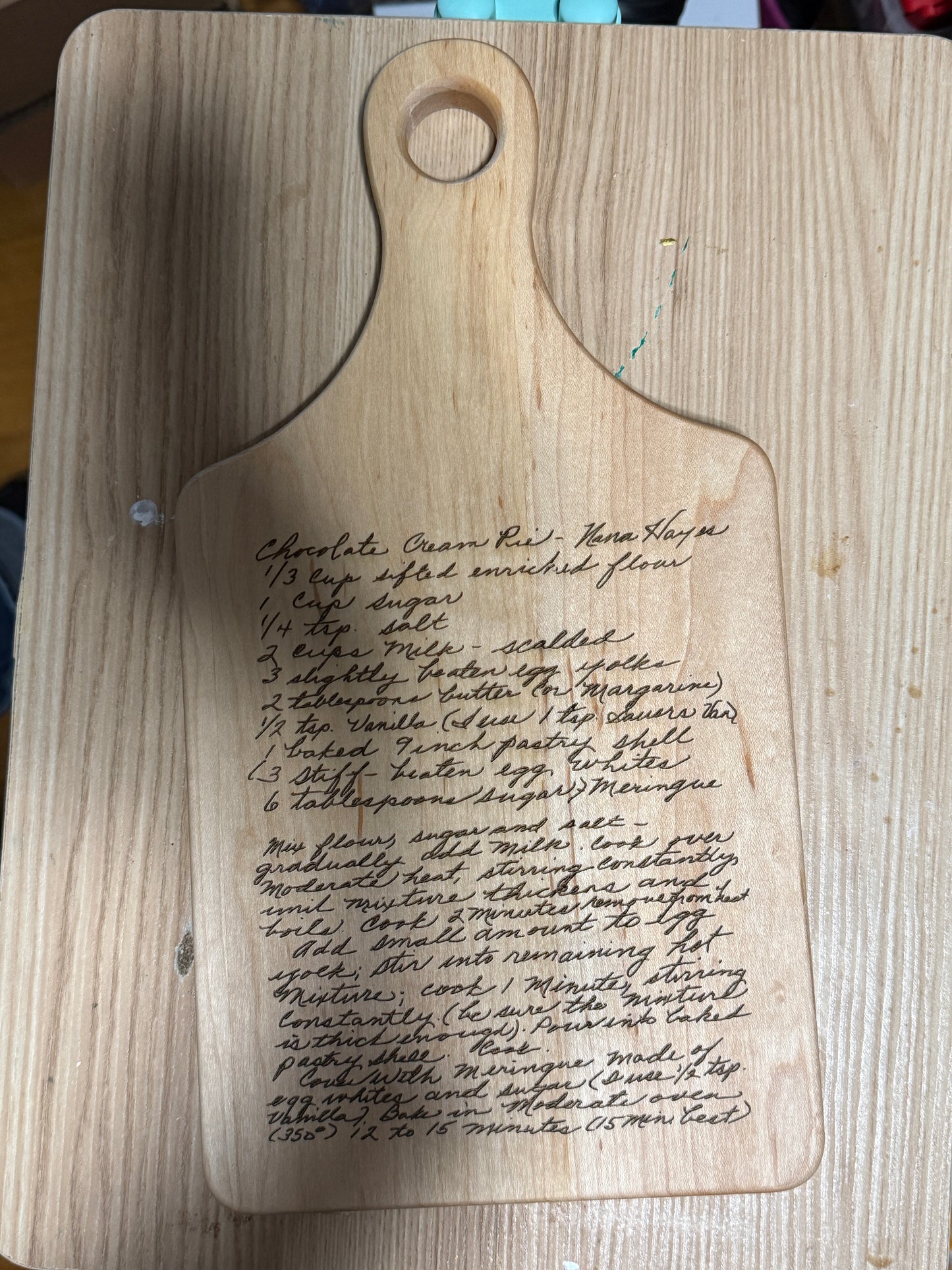 Maple Cutting Board - Recipe
