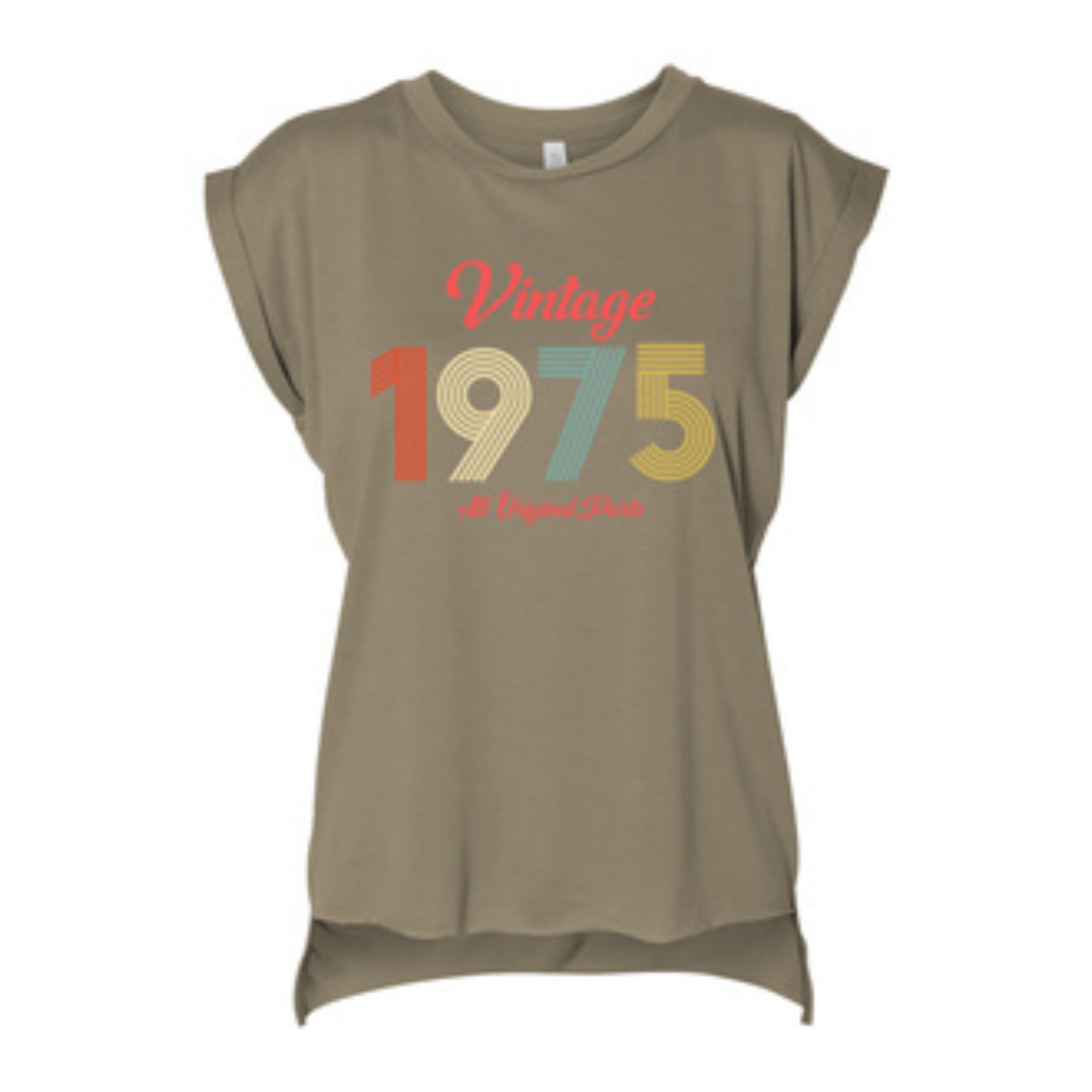 Vintage 1975 Shirt - Ladies Rolled Cuffs Muscle Tee